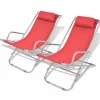 MAISON EXCLUSIVE - Chaises inclinables de terrasse lot de 2 acier rouge