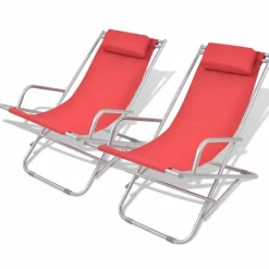 MAISON EXCLUSIVE - Chaises inclinables de terrasse lot de 2 acier rouge