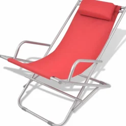 MAISON EXCLUSIVE - Chaises inclinables de terrasse lot de 2 acier rouge