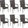 MAISON EXCLUSIVE - Chaises empilables d'extérieur lot de 6 résine tressée marron