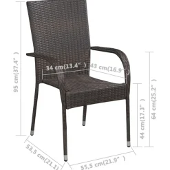 MAISON EXCLUSIVE - Chaises empilables d'extérieur lot de 6 résine tressée marron