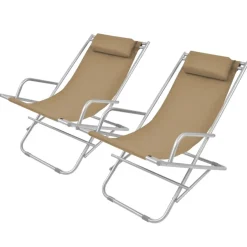 MAISON EXCLUSIVE - Chaises inclinables de terrasse lot de2 acier taupe