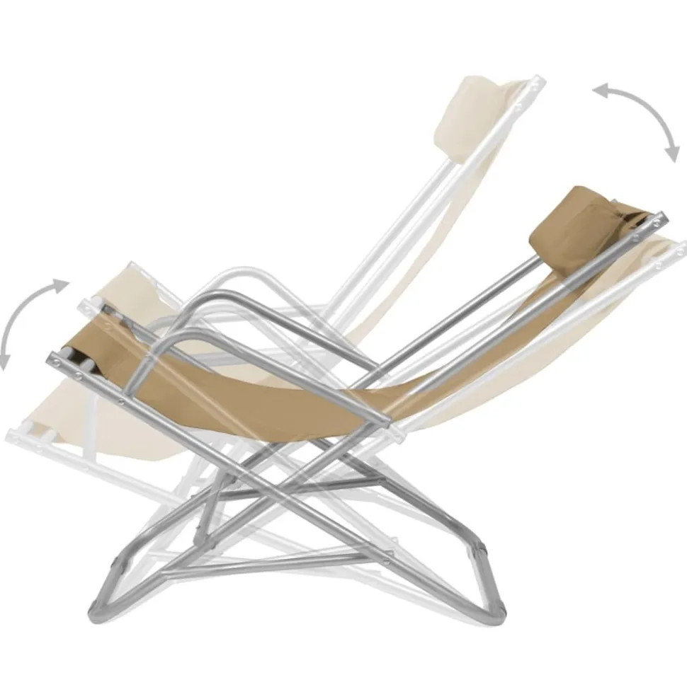 MAISON EXCLUSIVE - Chaises inclinables de terrasse lot de2 acier taupe