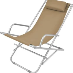 MAISON EXCLUSIVE - Chaises inclinables de terrasse lot de2 acier taupe