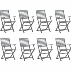 MAISON EXCLUSIVE - Chaises pliables d'extérieur lot de 8 et coussins bois d'acacia