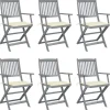 MAISON EXCLUSIVE - Chaises pliables d'extérieur lot de 6 et coussins bois d'acacia