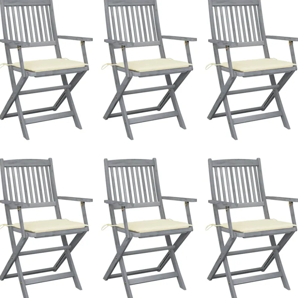 MAISON EXCLUSIVE - Chaises pliables d'extérieur lot de 6 et coussins bois d'acacia