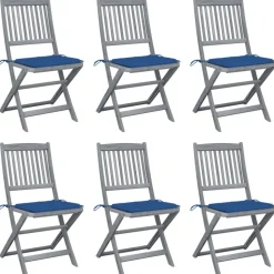 MAISON EXCLUSIVE - Chaises pliables d'extérieur lot de 6 et coussins bois d'acacia