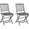 MAISON EXCLUSIVE - Chaises pliables d'extérieur lot de 2 et coussins bois d'acacia