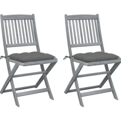MAISON EXCLUSIVE - Chaises pliables d'extérieur lot de 2 et coussins bois d'acacia
