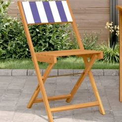 MAISON EXCLUSIVE - Chaises de bistrot lot de 2 bleu/blanc bois acacia massif tissu