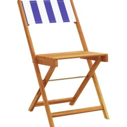 MAISON EXCLUSIVE - Chaises de bistrot lot de 2 bleu/blanc bois acacia massif tissu