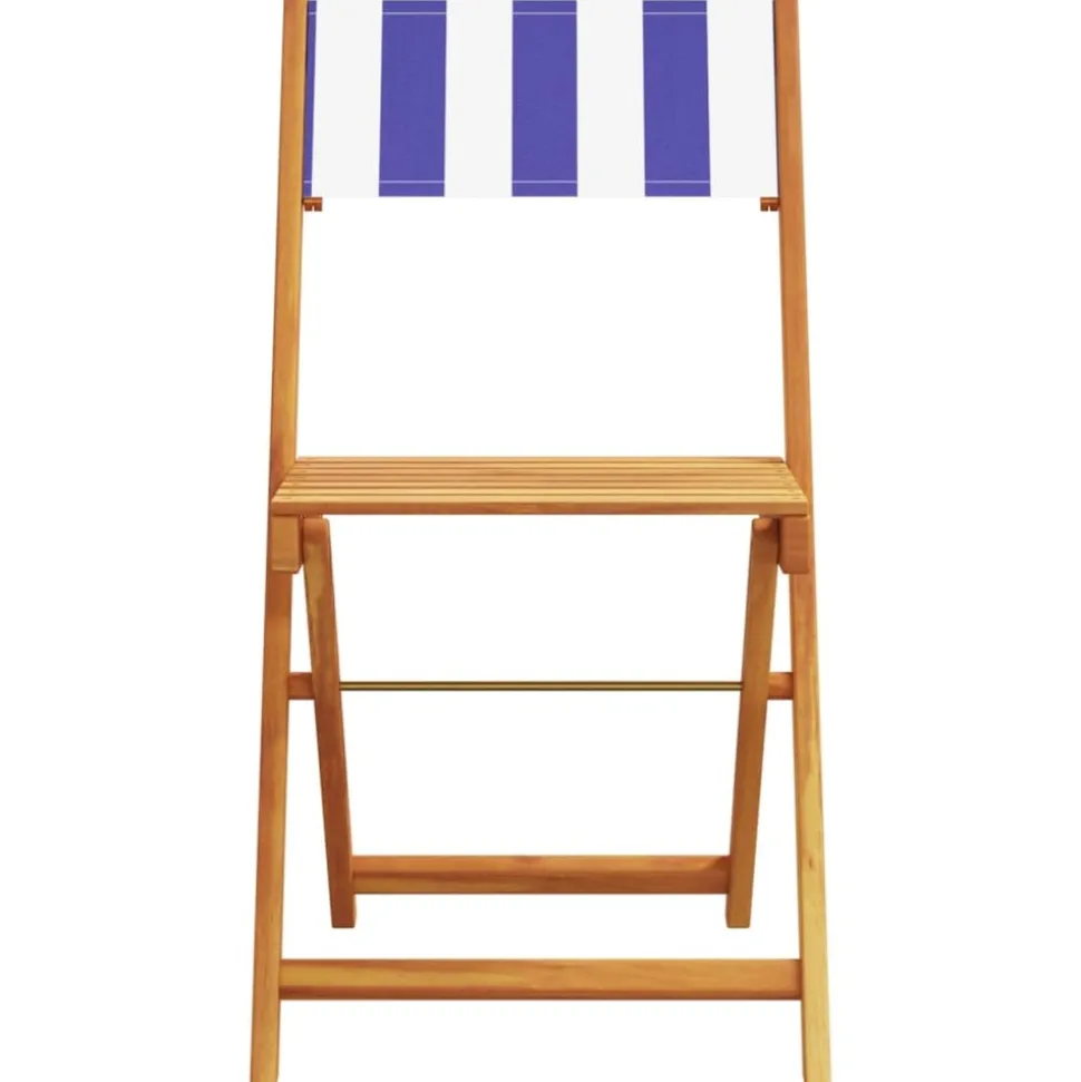 MAISON EXCLUSIVE - Chaises de bistrot lot de 2 bleu/blanc bois acacia massif tissu