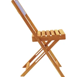 MAISON EXCLUSIVE - Chaises de bistrot lot de 2 bleu/blanc bois acacia massif tissu