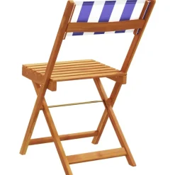 MAISON EXCLUSIVE - Chaises de bistrot lot de 2 bleu/blanc bois acacia massif tissu