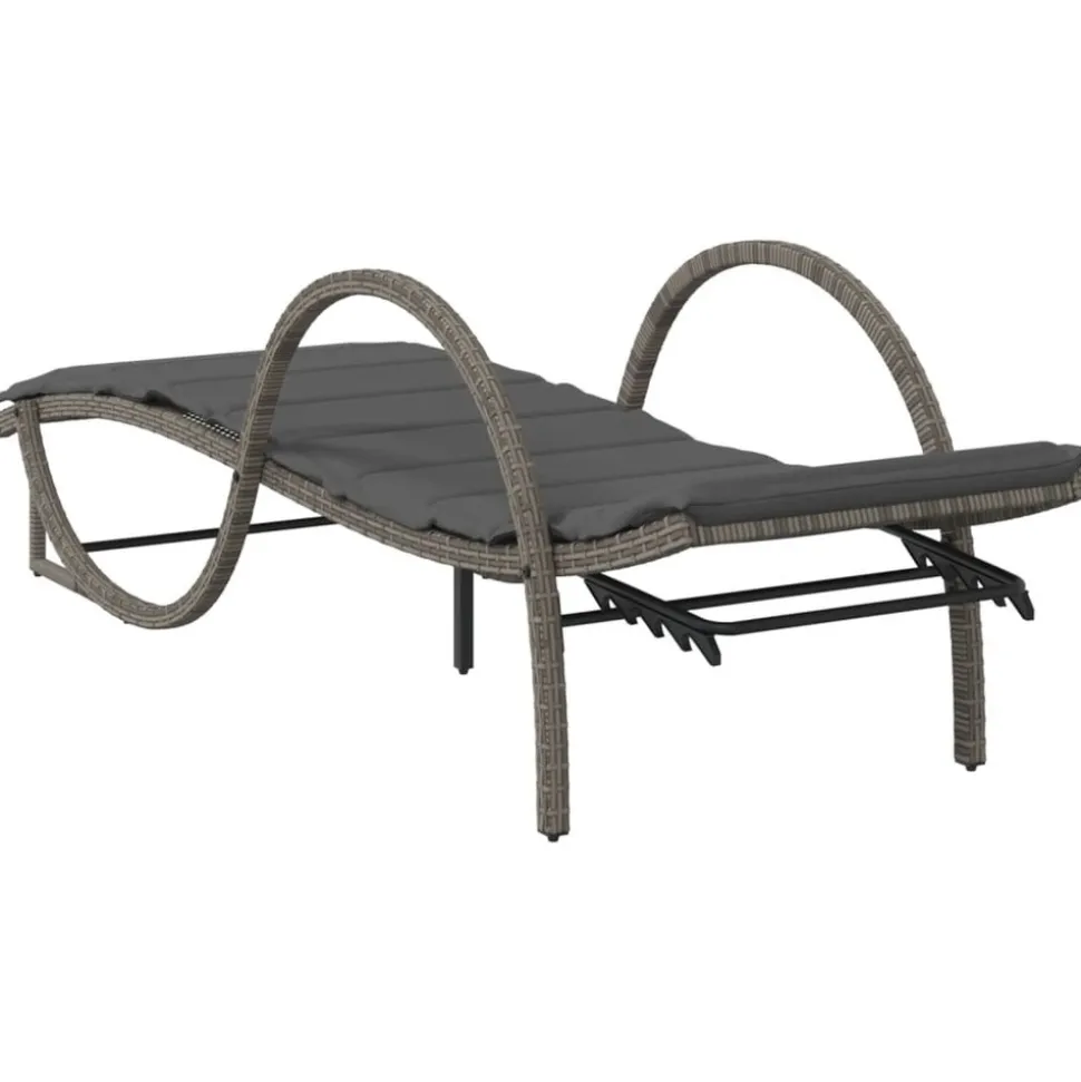MAISON EXCLUSIVE - Chaises longues lot de 2 avec coussins gris résine tressée
