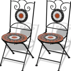 MAISON EXCLUSIVE - Chaises pliables de bistro 2 pcs céramique terre cuite et blanc