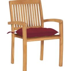 MAISON EXCLUSIVE - Chaises de jardin empilables avec coussins lot de 4 teck solide