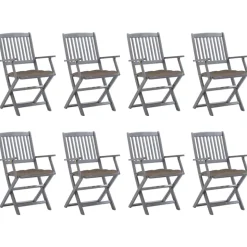 MAISON EXCLUSIVE - Chaises pliables d'extérieur lot de 8 et coussins bois d'acacia