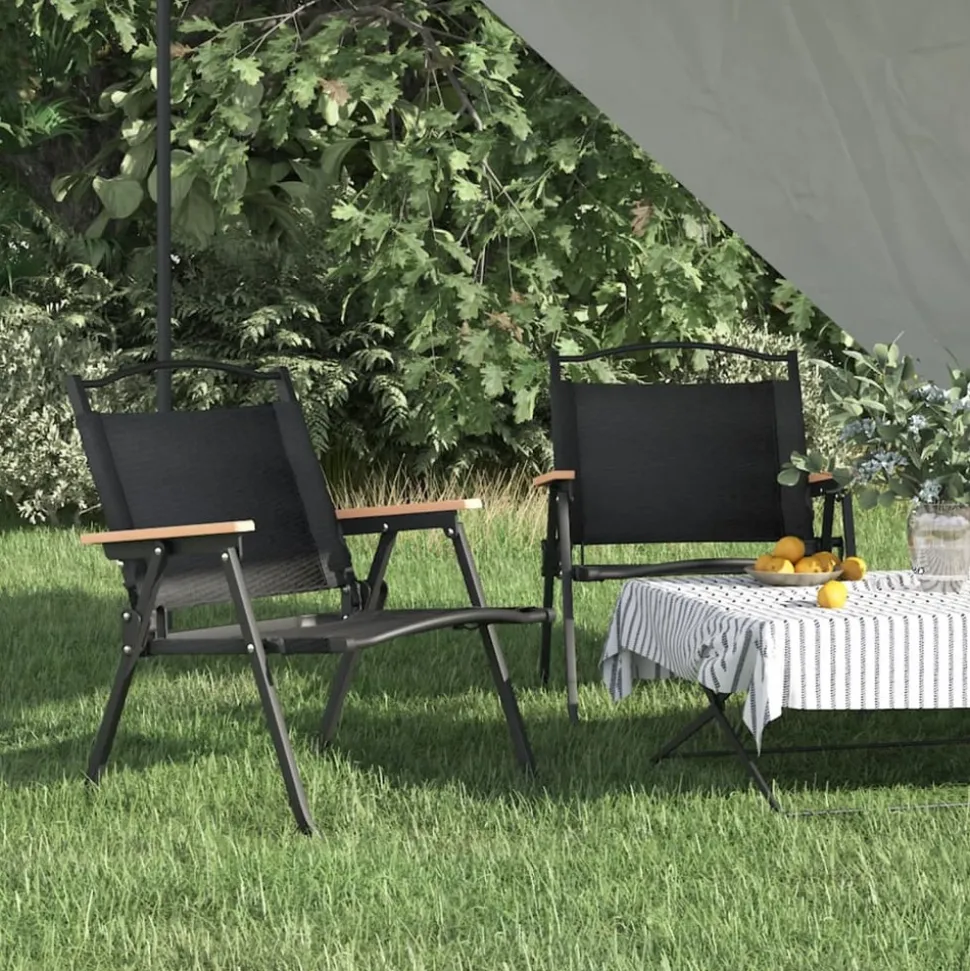 MAISON EXCLUSIVE - Chaises de camping lot de 2 noir 54x43x59 cm tissu oxford