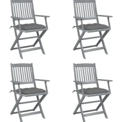 MAISON EXCLUSIVE - Chaises pliables d'extérieur lot de 4 et coussins bois d'acacia