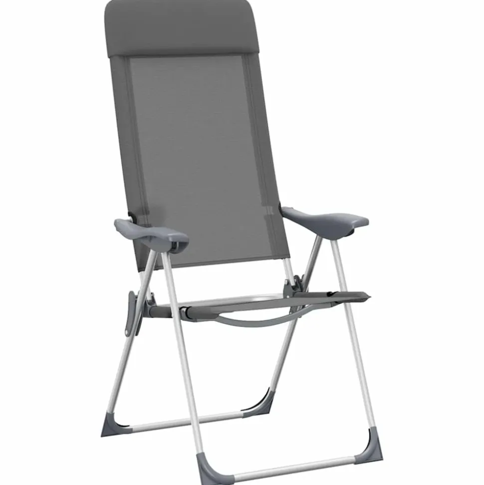 MAISON EXCLUSIVE - Chaises de camping pliables lot de 4 gris aluminium