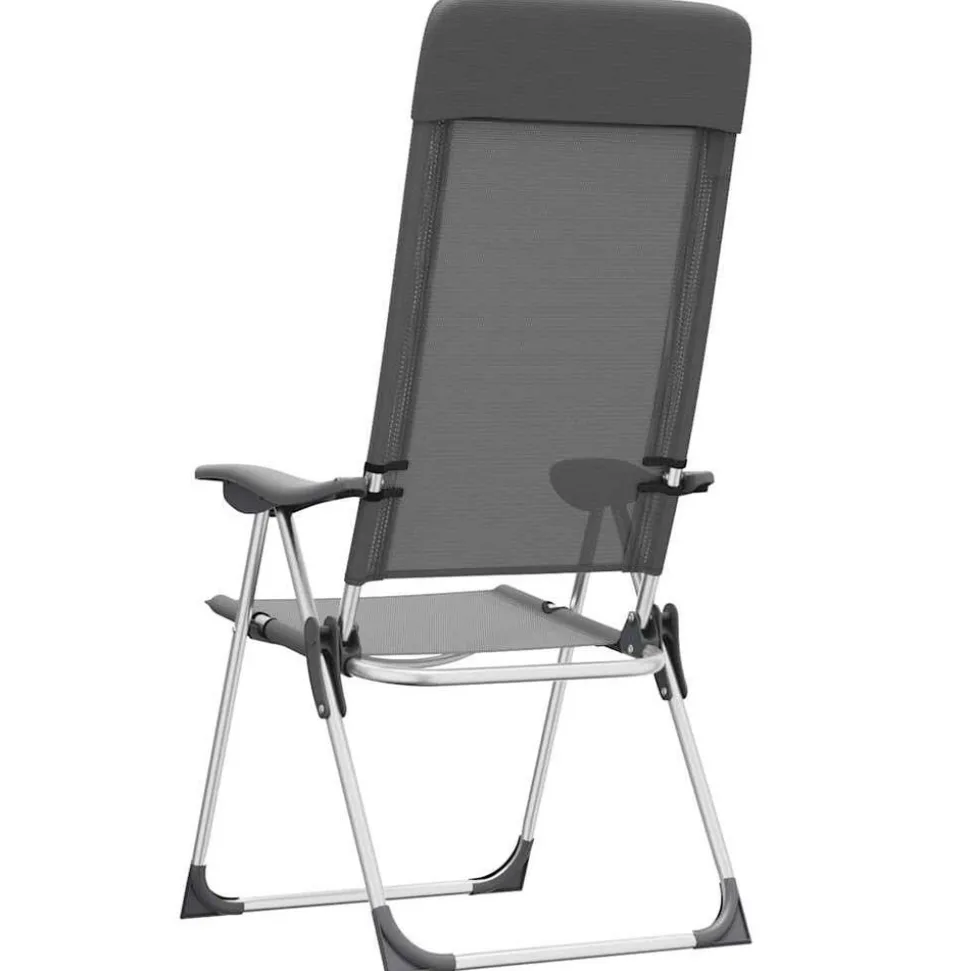 MAISON EXCLUSIVE - Chaises de camping pliables lot de 4 gris aluminium
