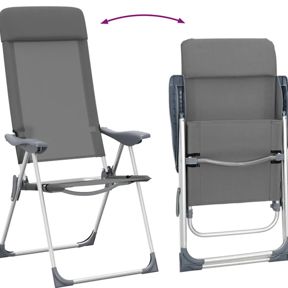 MAISON EXCLUSIVE - Chaises de camping pliables lot de 4 gris aluminium