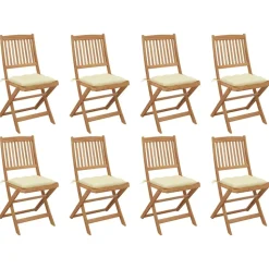 MAISON EXCLUSIVE - Chaises pliables d'extérieur et coussins lot de 8 bois d'acacia