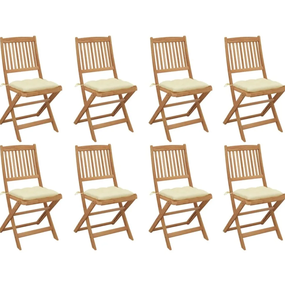 MAISON EXCLUSIVE - Chaises pliables d'extérieur et coussins lot de 8 bois d'acacia