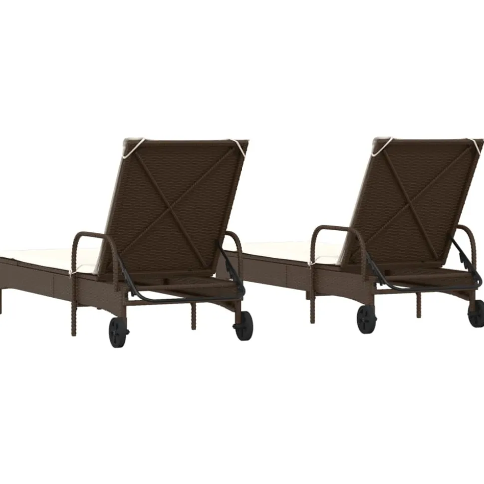 MAISON EXCLUSIVE - Chaises longues avec coussins lot de 2 marron résine tressée