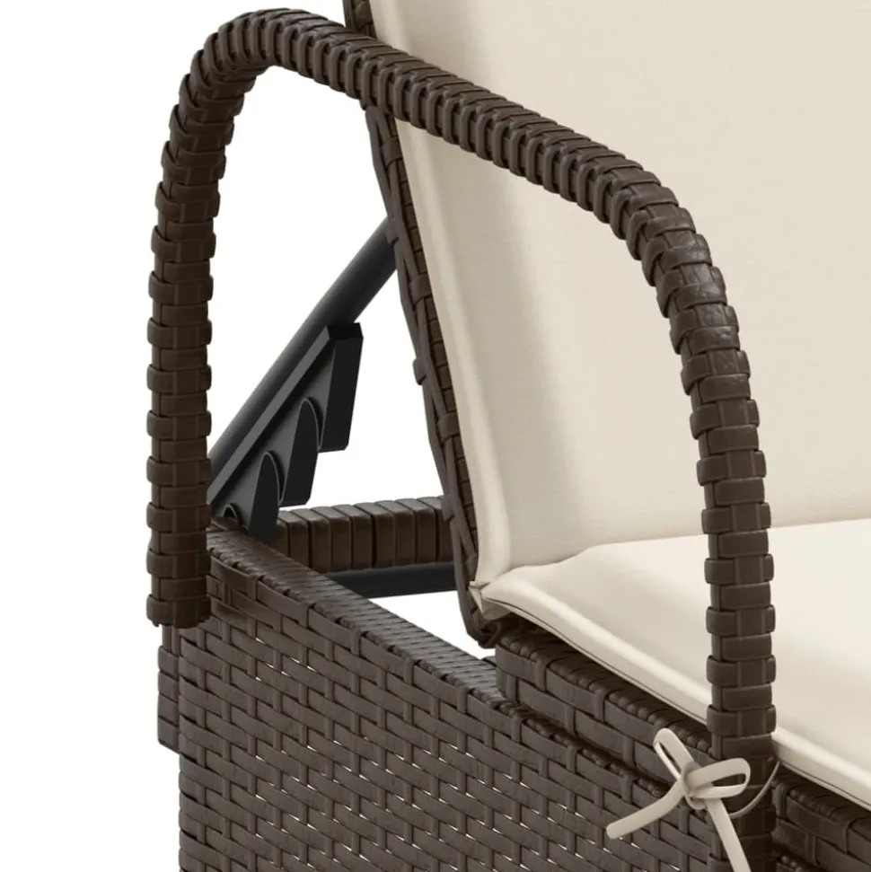 MAISON EXCLUSIVE - Chaises longues avec coussins lot de 2 marron résine tressée