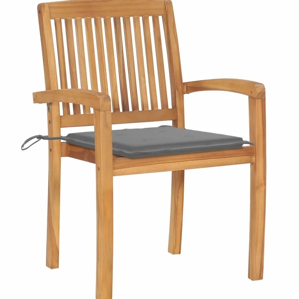 MAISON EXCLUSIVE - Chaises de jardin empilables avec coussins lot de 8 teck solide