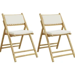 MAISON EXCLUSIVE - Chaises de bistro pliantes lot de 2 et coussins blanc crème