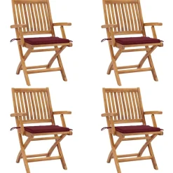 MAISON EXCLUSIVE - Chaises pliables de jardin avec coussins lot de 4 teck solide