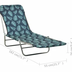 MAISON EXCLUSIVE - Chaises longues pliables lot de 2 acier tissu motif de feuilles