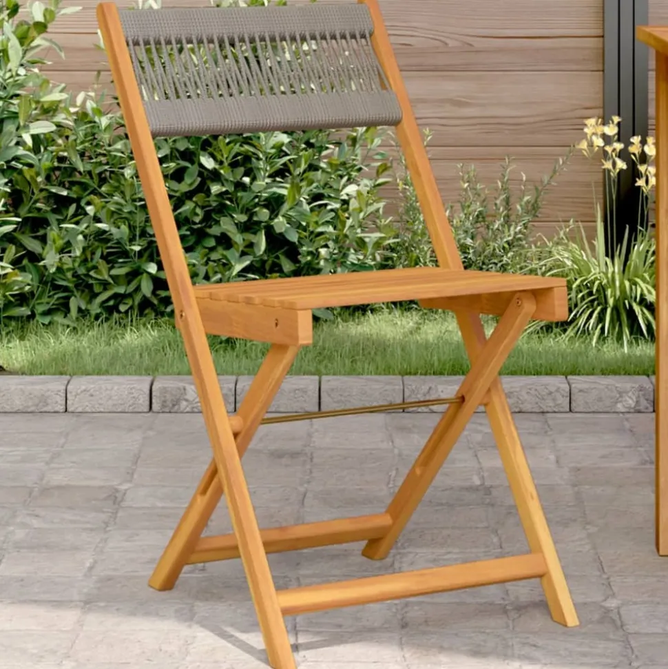 MAISON EXCLUSIVE - Chaises de bistrot lot de 2 gris bois d'acacia et corde