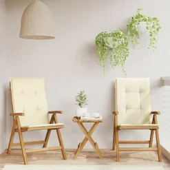 MAISON EXCLUSIVE - Chaises de jardin inclinables lot de 2 et coussins teck massif