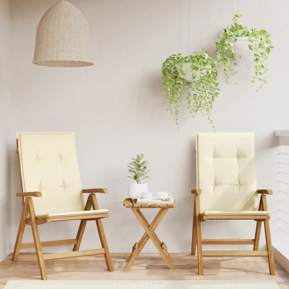 MAISON EXCLUSIVE - Chaises de jardin inclinables lot de 2 et coussins teck massif