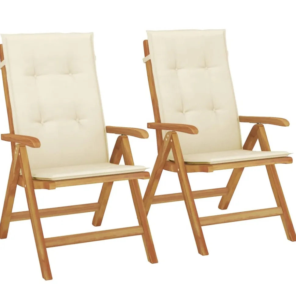 MAISON EXCLUSIVE - Chaises de jardin inclinables lot de 2 et coussins teck massif