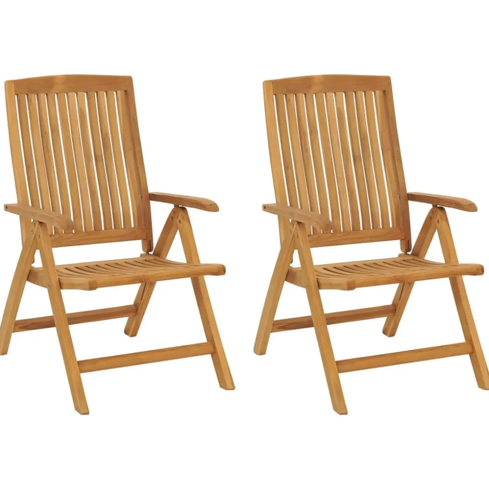 MAISON EXCLUSIVE - Chaises de jardin inclinables lot de 2 et coussins teck massif