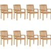 MAISON EXCLUSIVE - Chaises de jardin empilables avec coussins lot de 8 teck solide