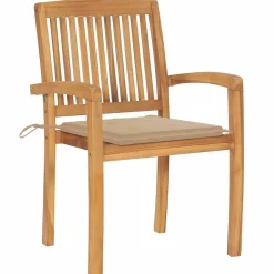 MAISON EXCLUSIVE - Chaises de jardin empilables avec coussins lot de 8 teck solide