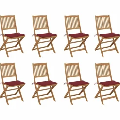 MAISON EXCLUSIVE - Chaises pliables d'extérieur et coussins lot de 8 bois d'acacia