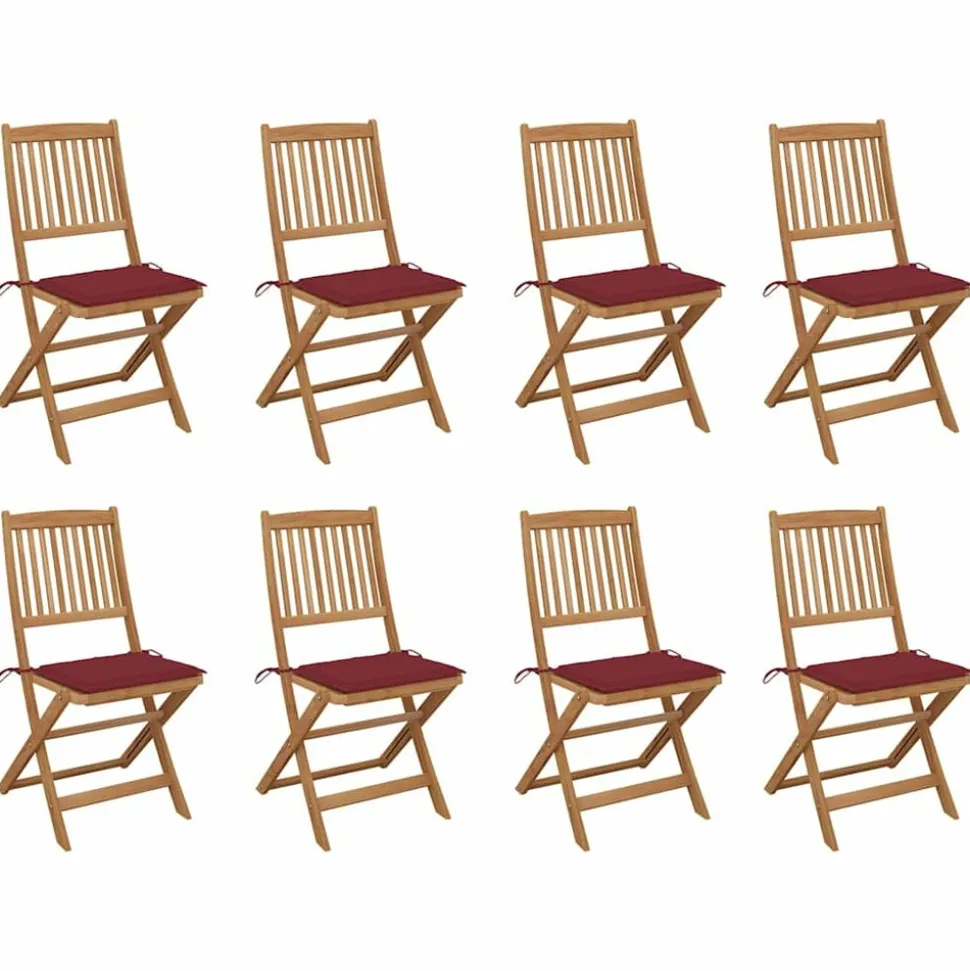 MAISON EXCLUSIVE - Chaises pliables d'extérieur et coussins lot de 8 bois d'acacia