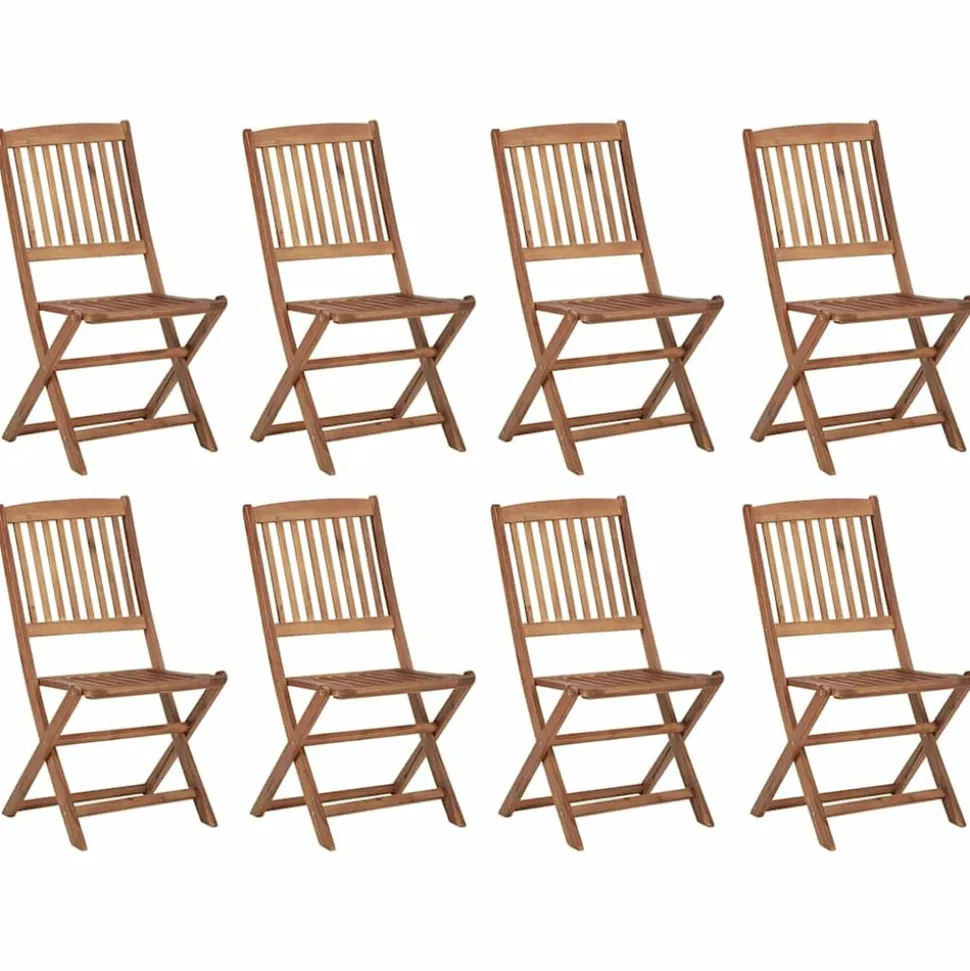 MAISON EXCLUSIVE - Chaises pliables d'extérieur et coussins lot de 8 bois d'acacia
