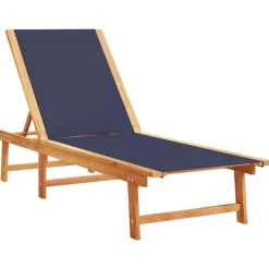 MAISON EXCLUSIVE - Chaises longues lot de 2 table bleu bois d'acacia et textilène