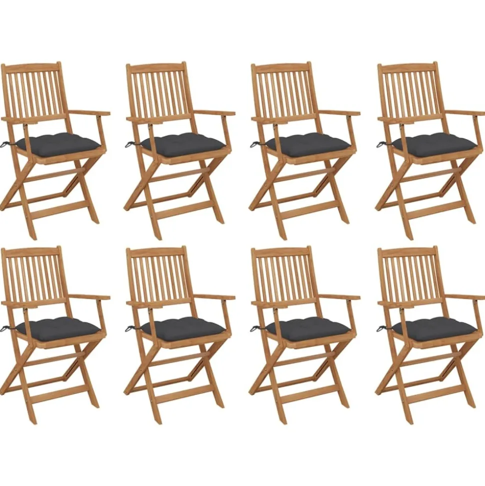MAISON EXCLUSIVE - Chaises pliables d'extérieur et coussins lot de 8 bois d'acacia