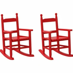 MAISON EXCLUSIVE - Chaises à bascule enfants lot de 2 rouge bois peuplier massif