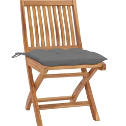 MAISON EXCLUSIVE - Chaises de jardin lot de 2 et coussins gris bois de teck massif